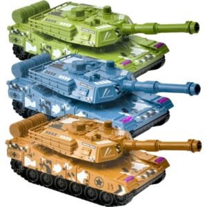 luozzy 3pcs simulation tank models pull back tank toy desktop tank decor creative gifts - yellow + blue + green