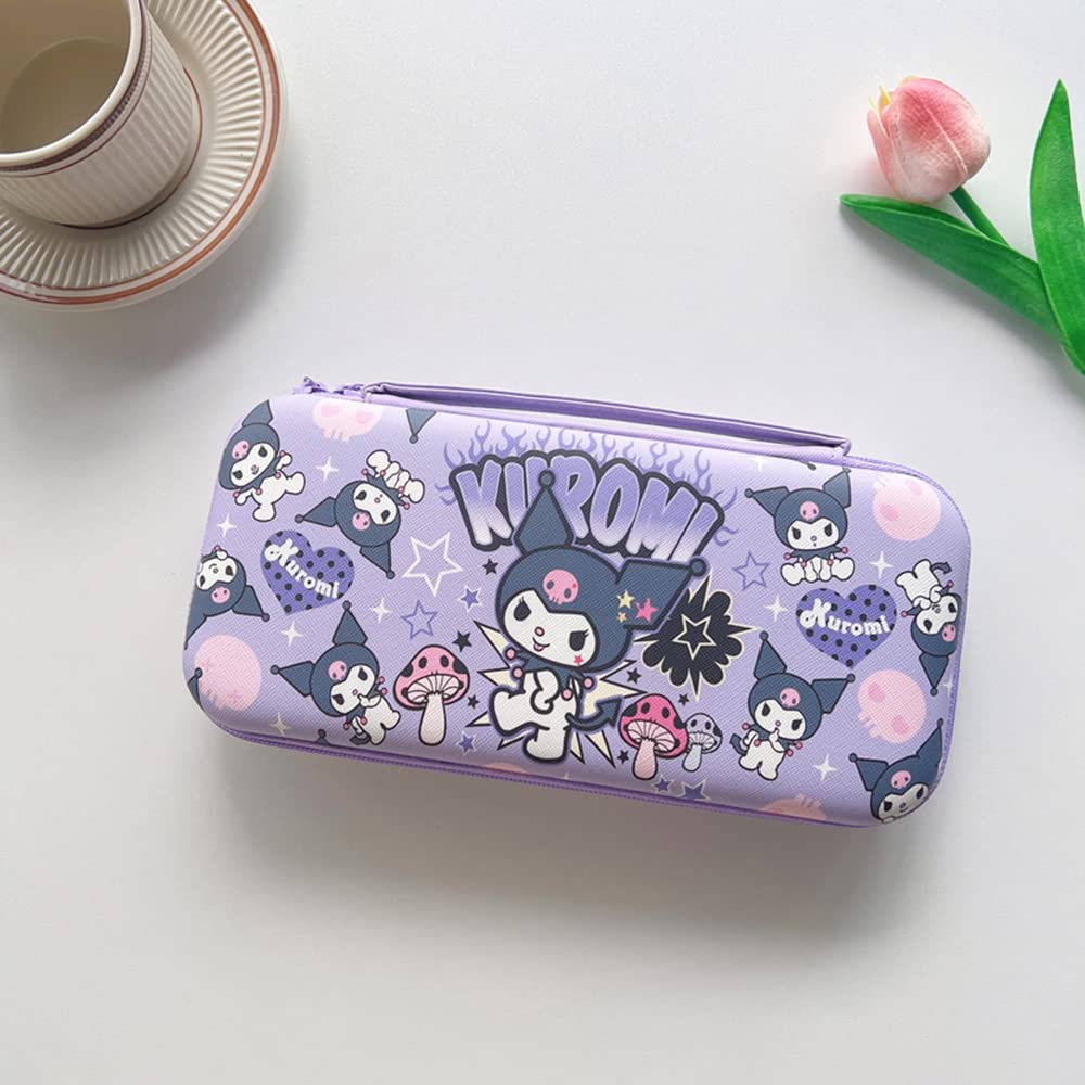 PERFECTSIGHT Cute Switch Carrying Case for Nintendo Switch OLED, Kawaii Hard Shell Portable Travel Carry Case with 12 Game Card Slots, Inner Protective Storage Bag for NS Console & Accessories, Purple