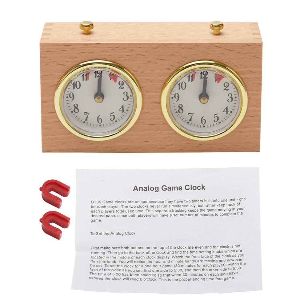 fayle Chess Clock Timer,Board Game Analog Wooden Competition Timing Tools High Accuracy Mechanical for Various Games