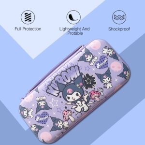 PERFECTSIGHT Cute Switch Carrying Case for Nintendo Switch OLED, Kawaii Hard Shell Portable Travel Carry Case with 12 Game Card Slots, Inner Protective Storage Bag for NS Console & Accessories, Purple