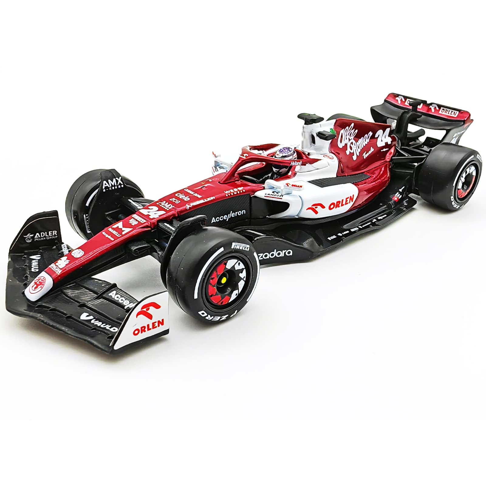 IYASFPFP Bburago 1:43 2022 Alfa Romeo F1 Racing Team C42 #24 Guanyu Zhou #77 Valtteri Bottas Alloy Car Diecast Car Model Toy Collection (2022 C42 NO.24 w/ Acrylic Box)