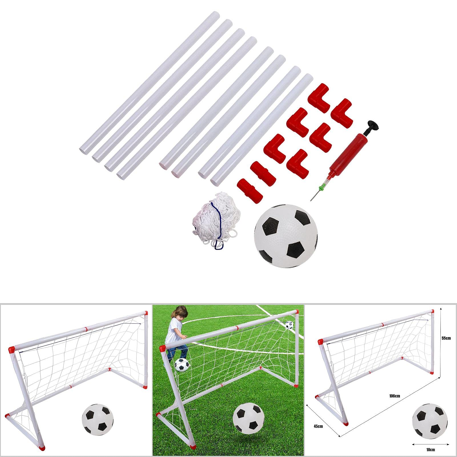 Restokki Little Easy Football Soccer Hoop Set, Game Indoor Outdoor Sport Toys for Backyard Fun Summer Play, Goal with Net, for Kids, Toddlers, Boys Girls (106cm)