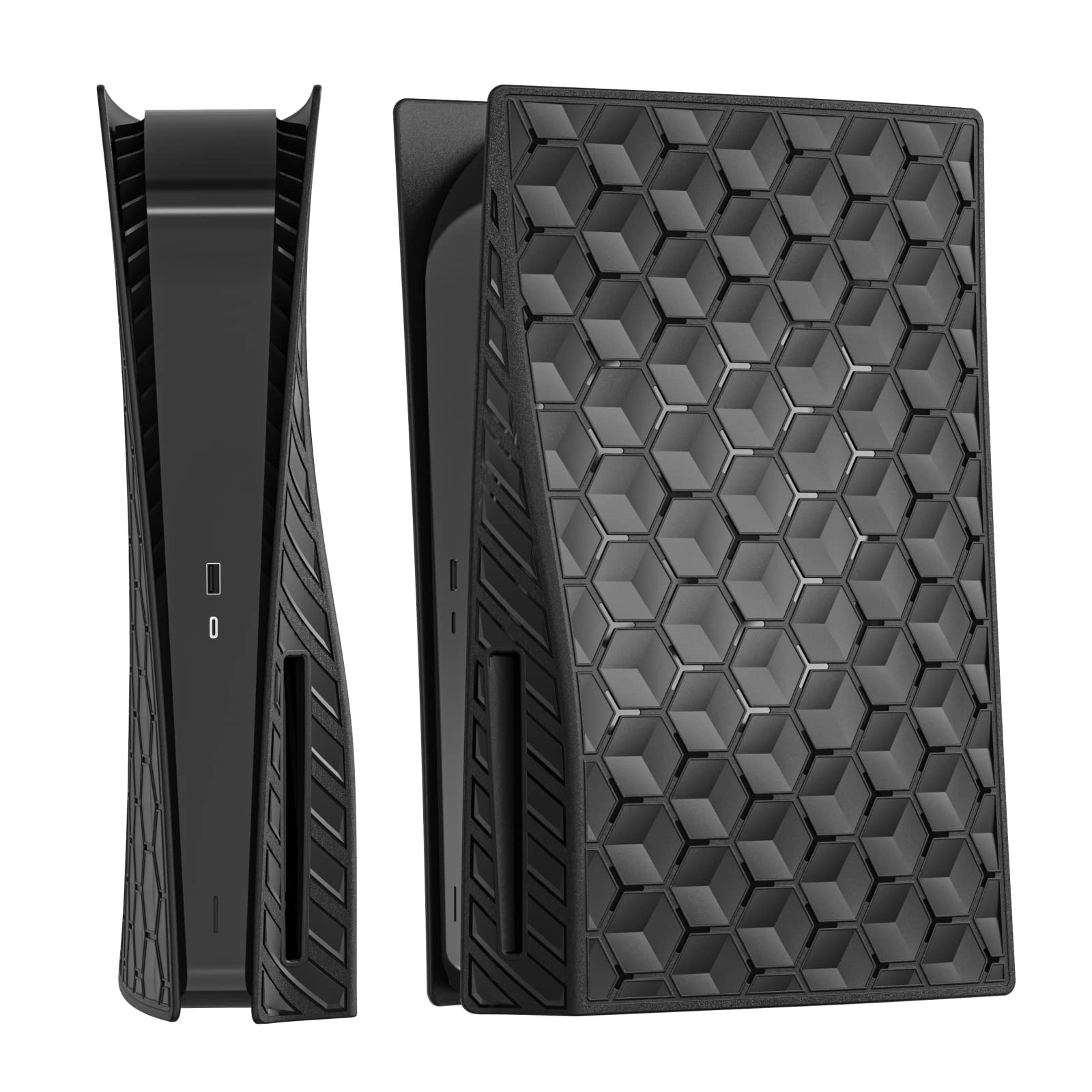 Face Plates Cover Skins Shell Panels for PS5 Disc Edition Console, Accessories for Playstation 5 Protective Faceplates (Cellular Black)