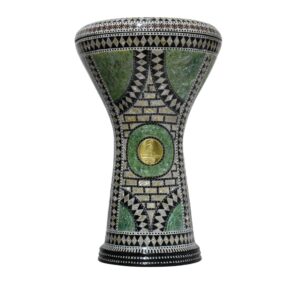 new gawharet el fan 17 inches drum darbuka tabla doumbek mother of pearl musical instrument egyptian handmade with bag (green castle 17")