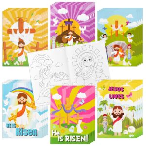 watinc 24pcs christian easter coloring books, he is risen color booklet bulk with jesus crosses diy art drawing book, painting craft party favors and goodie bag fillers for home and classroom