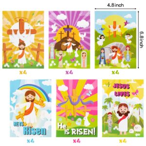 WATINC 24pcs Christian Easter Coloring Books, He is Risen Color Booklet Bulk with Jesus Crosses DIY Art Drawing Book, Painting Craft Party Favors and Goodie Bag Fillers for Home and Classroom