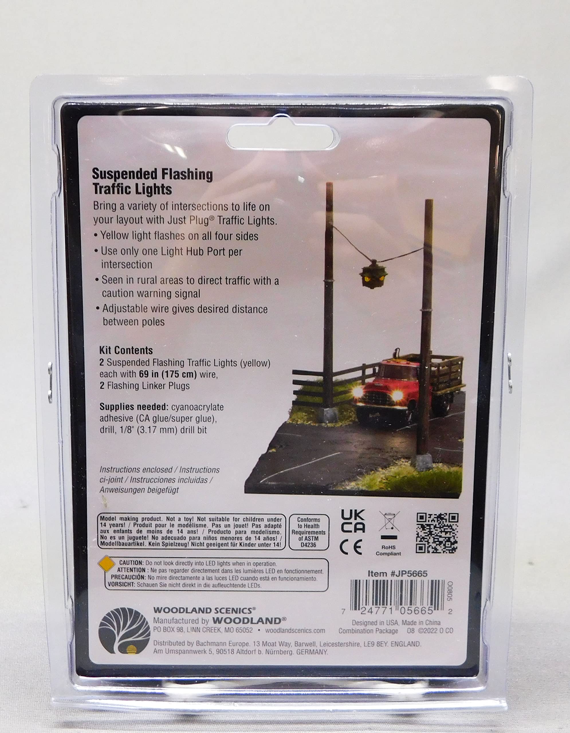 Woodland SCENICS Suspended Flashing Traffic Light 2 Pack O Gauge