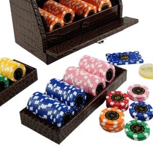 Bello Games Collezioni - Piazza Della Stazione Luxury Poker Set from Italy in a Genuine Leather Croco Printed Case