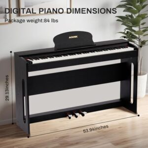 AODSK 88-Key Weighted Hammer Action Digital Piano with Speakers,Furniture Stand and Triple Pedals,Beginner's Course- Comes With Headphones,Piano Lessons,B-83S