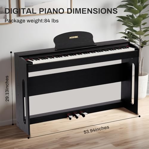 AODSK 88-Key Weighted Hammer Action Digital Piano with Speakers,Furniture Stand and Triple Pedals,Beginner's Course- Comes With Headphones,Piano Lessons,B-83S