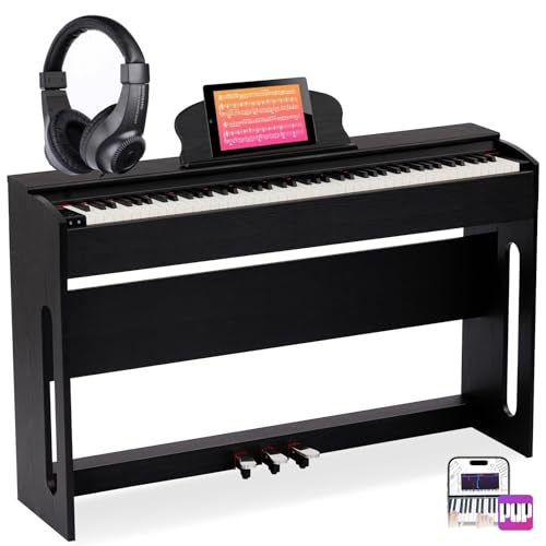 AODSK 88-Key Weighted Hammer Action Digital Piano with Speakers,Furniture Stand and Triple Pedals,Beginner's Course- Comes With Headphones,Piano Lessons,B-83S