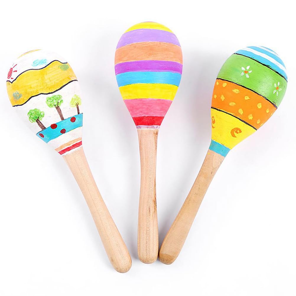 Vaguelly 20pcs Wooden Maracas, DIY Wood Maracas Blank Maracas Unfinished Hand Painted Maracas Mexican Fiesta Maracas Musical Instruments for Adults Party Kindergarten, Size L