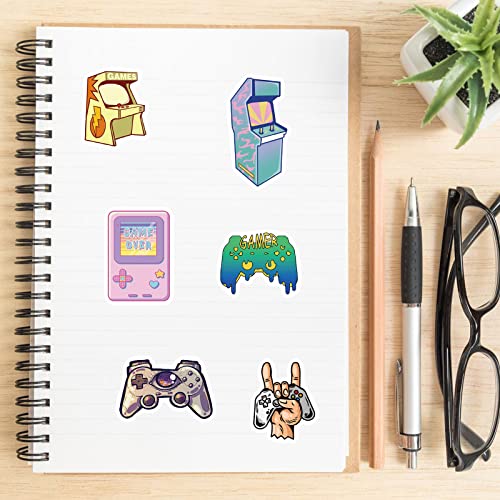 60pcs Color Gaming Stickers for Teen Water Bottle,Cool Cartoon Trendy Gamepad Stickers Fun Aesthetic Waterproof Vinyl Decals for Laptop Bumper Luggage Skateboard Guitar