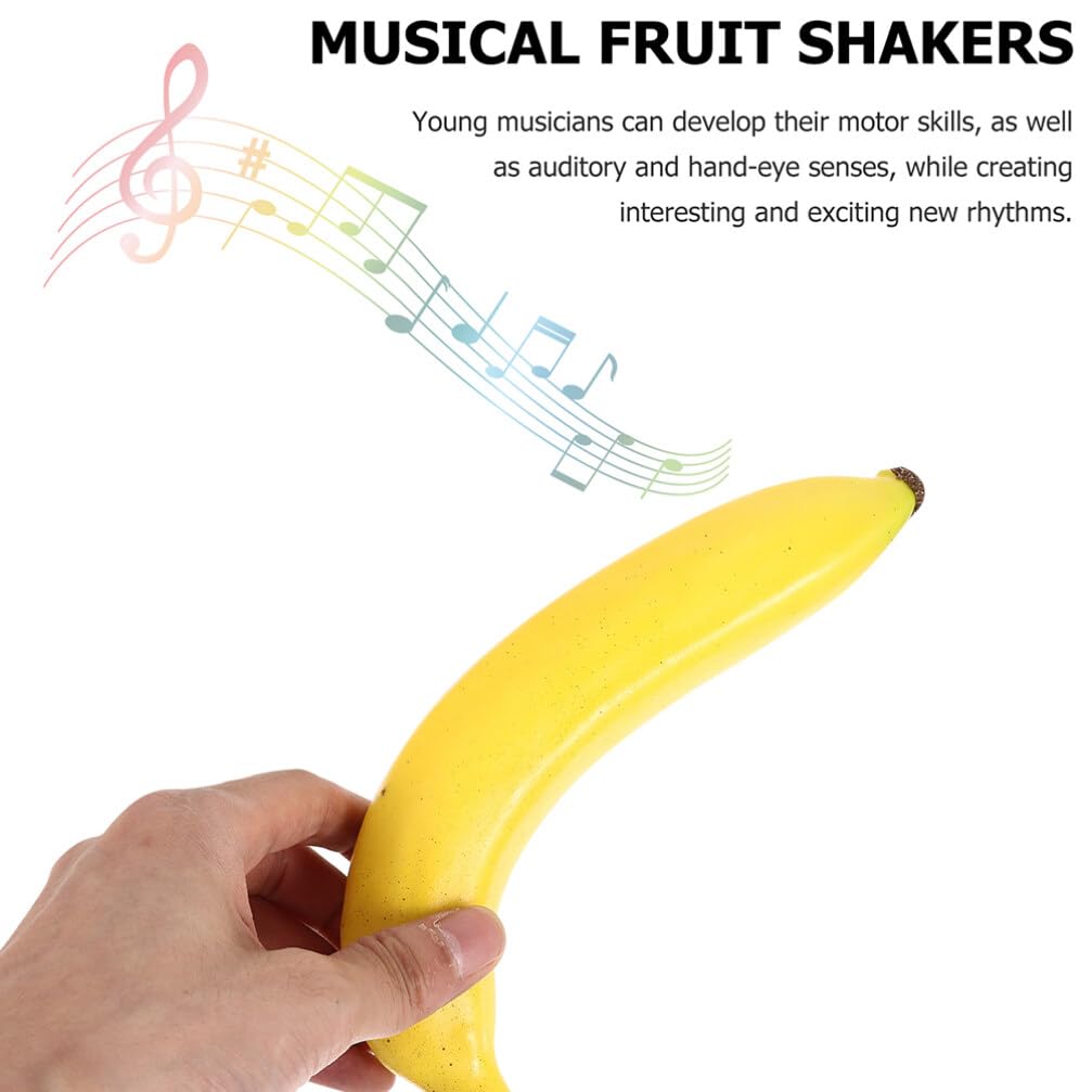 SUPVOX 2pcs Musical Shakers Fruit Sand Shakers Plastic Banana Orange Maracas Percussion Musical Toy Hand Percussion Children Maraca Percussion Instrument Cognitive Toys