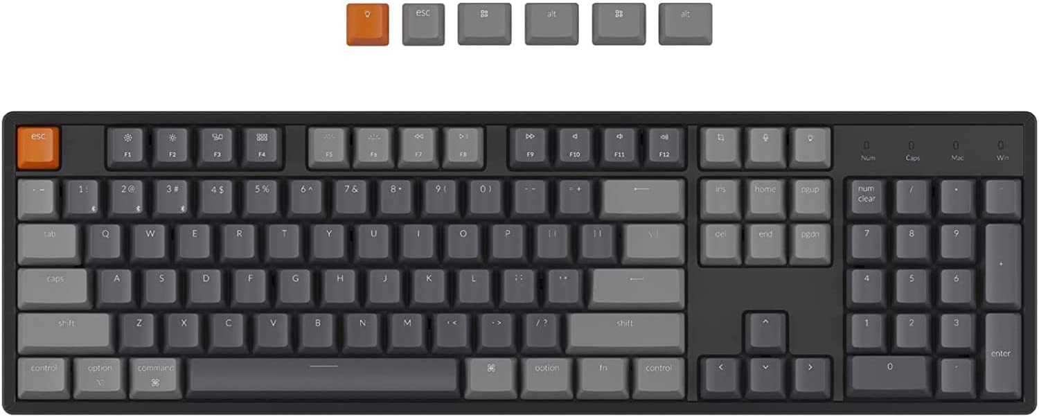 Keychron K10 Full Size Layout 104-Key Wireless Mechanical Keyboard, Hot-Swappable RGB Backlight with Gateron G Pro Brown Switch Aluminum Bluetooth/Wired Gaming Keyboard for Mac Windows