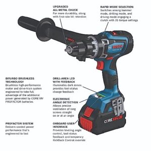 BOSCH GXL18V-260B26 18V 2-Tool Combo Kit with 1/2 In. Hammer Drill/Driver, 1/4 In. and 1/2 In. Two-In-One Bit/Socket Impact Driver, (1) CORE18V 8 Ah Battery and (1) CORE18V 4 Ah Battery