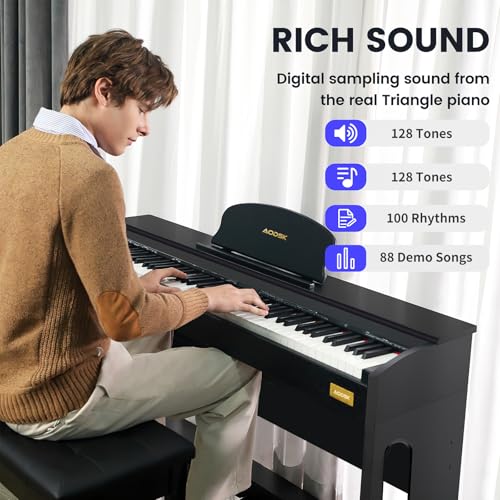 AODSK 88-Key Weighted Hammer Action Digital Piano with Speakers,Furniture Stand and Triple Pedals,Beginner's Course- Comes With Headphones,Piano Lessons,B-83S