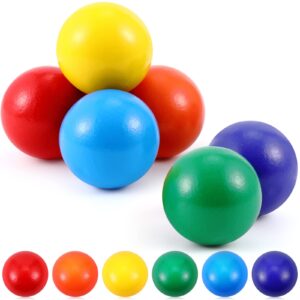 bucherry 12 pcs montessori wooden balls 1.8 inch wooden ball toys replacement ball educational counting toy preschool learning material for montessori ball (mixed color)