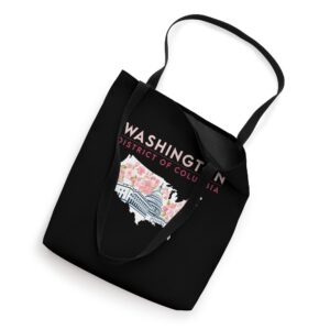 Washington Capitol Building With Cherry Blossom In US Map Tote Bag