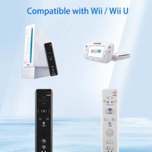 MODESLAB 4 Pack Wii Remote Controller, Wireless Controller Built in Motion Plus Replacement Remote Gamepad Compatible for Wii Wii U, with Wrist Strap (Black)