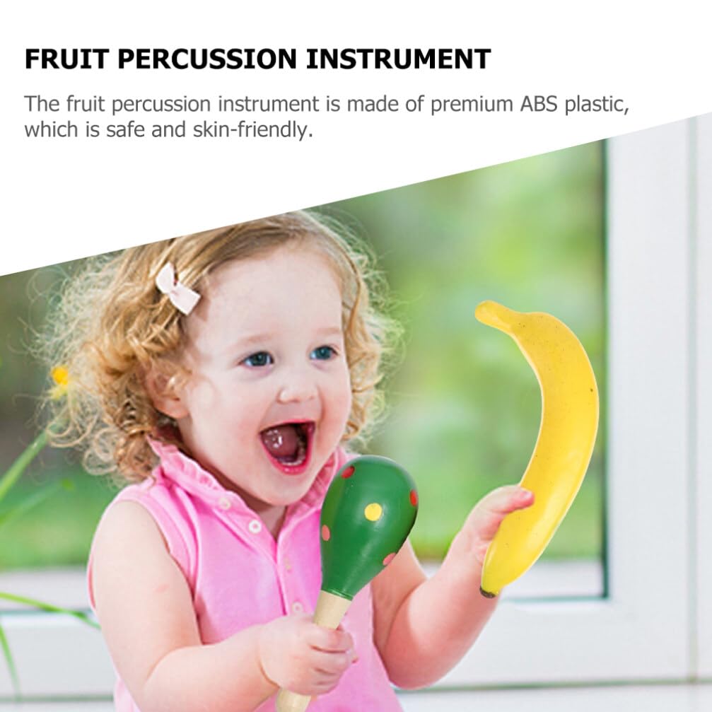 SUPVOX 2pcs Musical Shakers Fruit Sand Shakers Plastic Banana Orange Maracas Percussion Musical Toy Hand Percussion Children Maraca Percussion Instrument Cognitive Toys