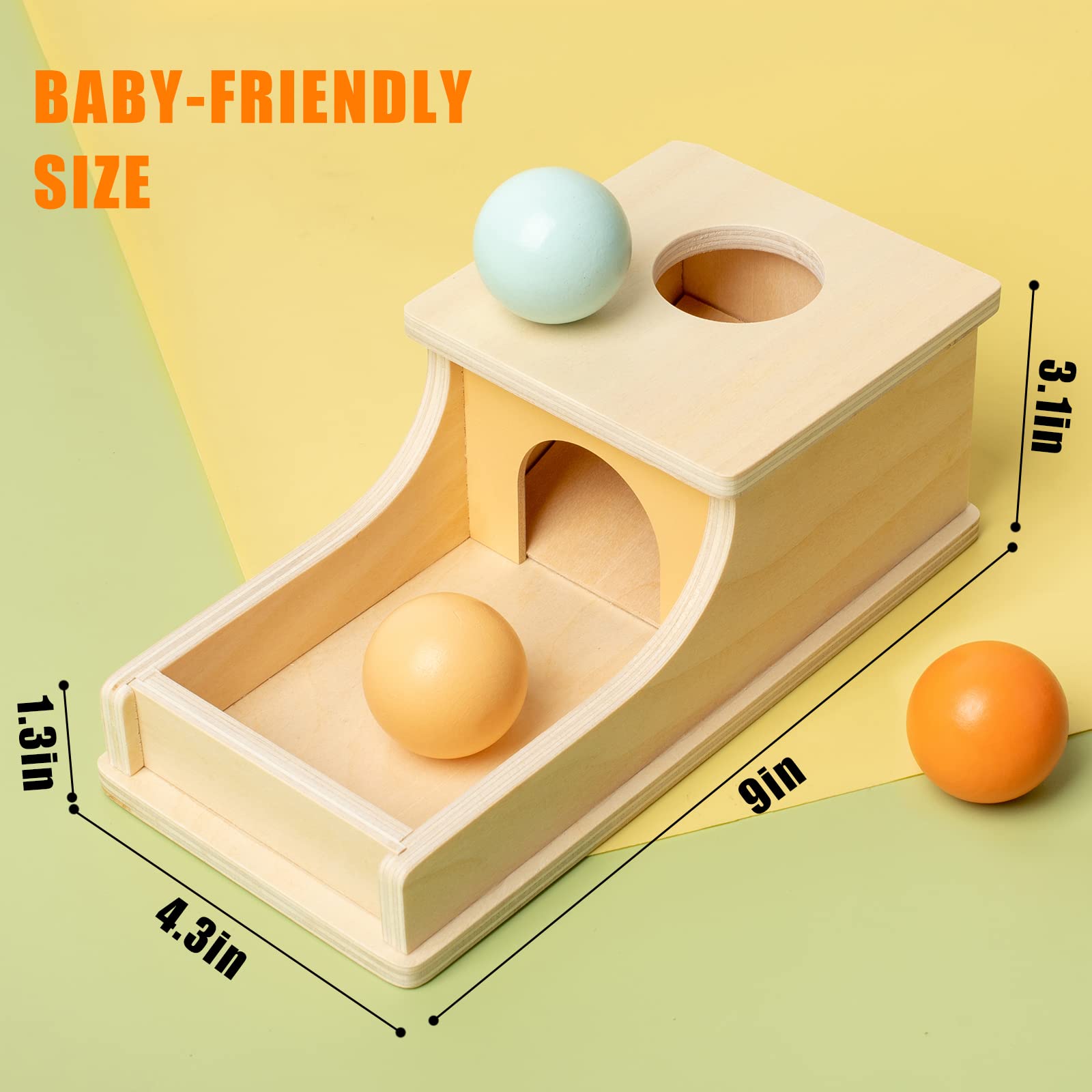 Busy edition Montessori Toys for Babies 6-12 Months Object Permanence Box Wooden Ball Drop Toy Play for 6 Month 1 2 3 Year Old Toddlers Infant Early Age Toy