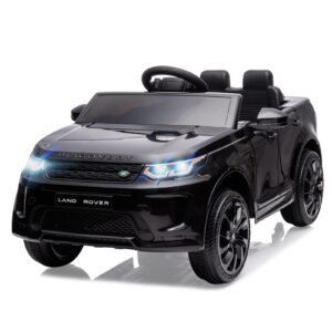 joinatre licensed land rover ride on car, 12v battery powered electric vehicle w/parent remote control, led light, horn, music bluetooth, gift for boys girls (black)