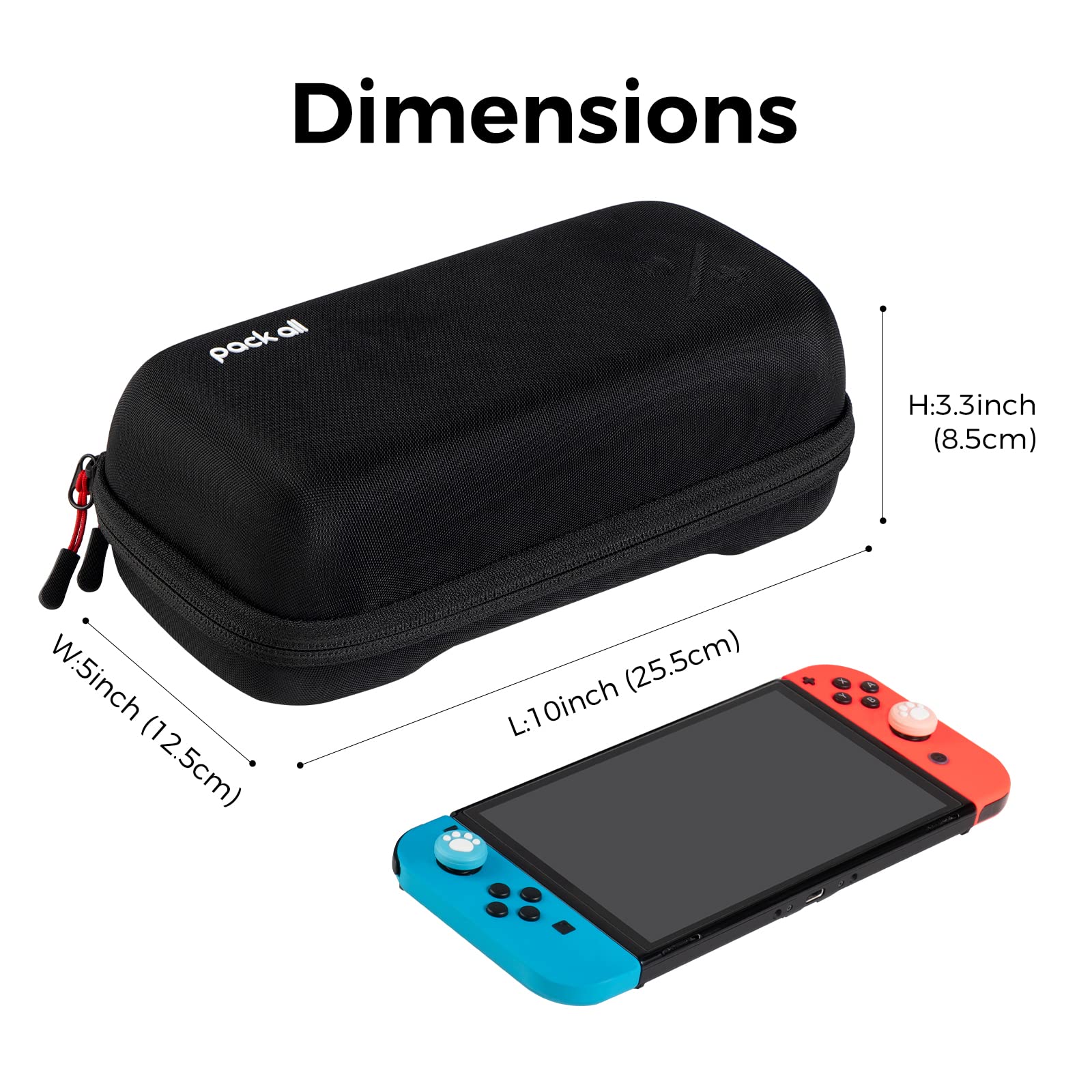 pack all Carrying Case Compatible with Nintendo Switch and New OLED Model, Large Capacity Switch Travel Case, Portable Hard Game Case Travel Bag for Console & Accessories, 19 Game Card Slots (Black)