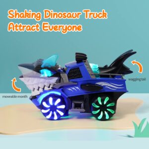 Shark Monster Truck Toy for Baby Boy,Shark Car Lights Up Toy with Chomper Shakes Sounds Blue Shark Truck Toys for Toddlers 1 2 3 4 5 Years Old Babies Girls Kids Birthday Party Favors