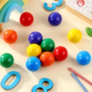 Bucherry 12 Pcs Montessori Wooden Balls 1.8 Inch Wooden Ball Toys Replacement Ball Educational Counting Toy Preschool Learning Material for Montessori Ball (Mixed Color)