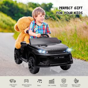 JOINATRE Licensed Land Rover Ride On Car, 12V Battery Powered Electric Vehicle w/Parent Remote Control, LED Light, Horn, Music Bluetooth, Gift for Boys Girls (Black)