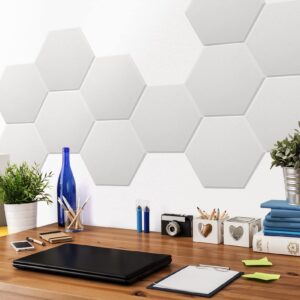 Art3dwallpanels Self Adhesive 12 Pack Acoustic Panels, 14" X 12" X 0.4" Soundproof Wall Panels, High Density Sound Absorbing Panels Hexagon Beveled Edge Sound Dampening Panels, Studio Treatment Tiles