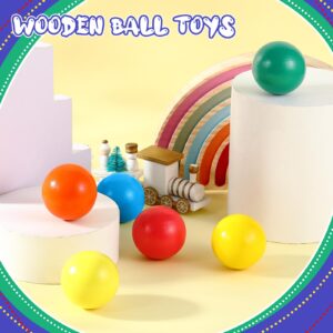 Bucherry 12 Pcs Montessori Wooden Balls 1.8 Inch Wooden Ball Toys Replacement Ball Educational Counting Toy Preschool Learning Material for Montessori Ball (Mixed Color)