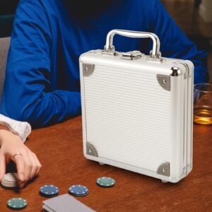 GANAZONO Metal Chip Cases Poker Chip Box Empty Poker Chip Case Alloy Carrier Aluminum Travel Case with Handle for Texas Holdem