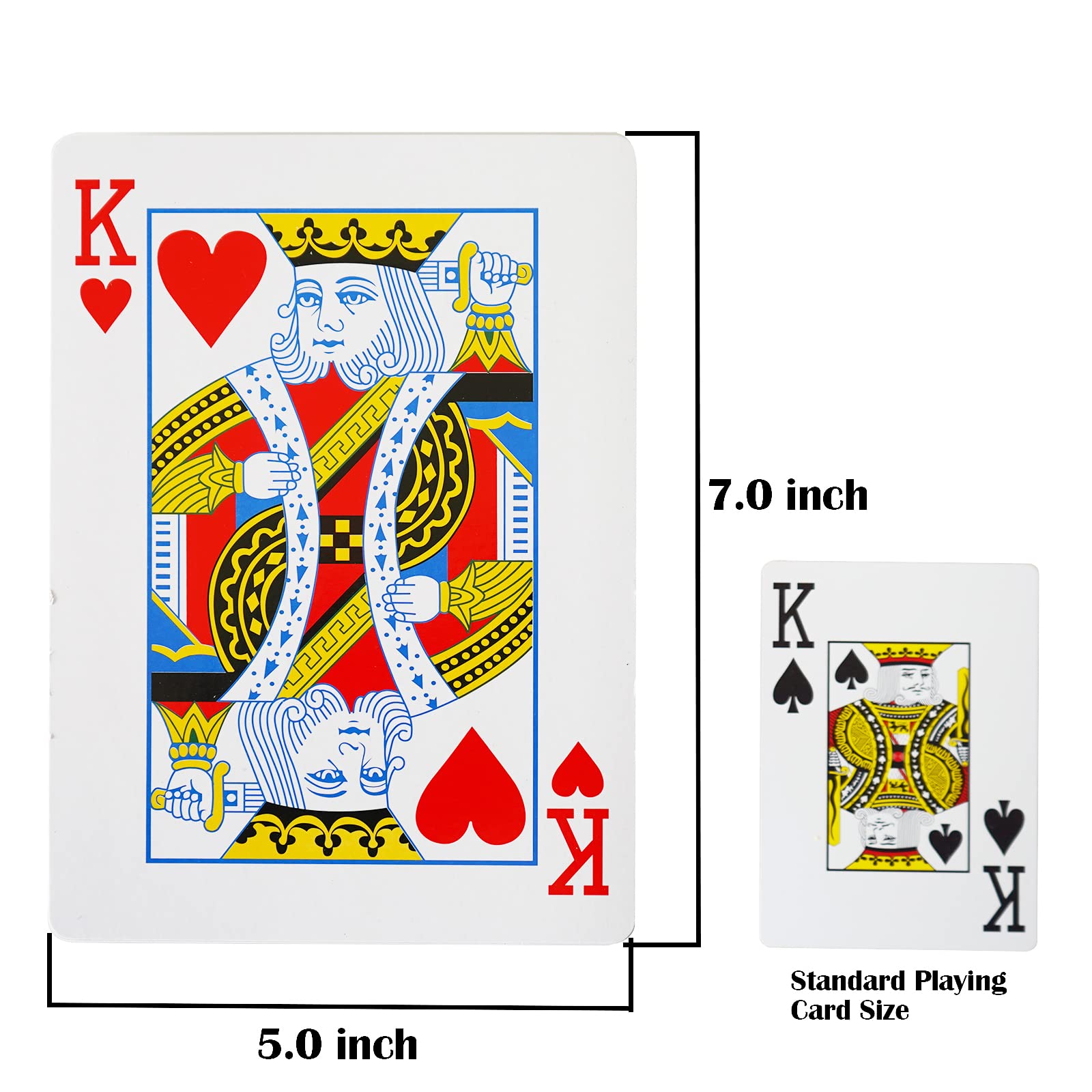 Yuanhe Jumbo Large Playing Cards - Giant Deck of Cards Oversized Full Deck Huge Poker for Casino Party Decorations, 5x7 inch