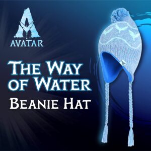 Disney Avatar: The Way of Water Hat, Adult Peruvian Knit Cap with Tassels and Pom Beanie Hat, Blue