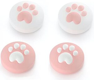 cute silicone joycon thumb grip caps for nintendo switch/oled/lite console, cute cat paw shape kawaii silicone joystick cover replacement thumb grip covers for joycon switch controller - pink, 4pcs