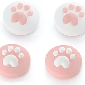 Cute Silicone Joycon Thumb Grip Caps for Nintendo Switch/OLED/Lite Console, Cute Cat Paw Shape Kawaii Silicone Joystick Cover Replacement Thumb Grip Covers for Joycon Switch Controller - Pink, 4PCS