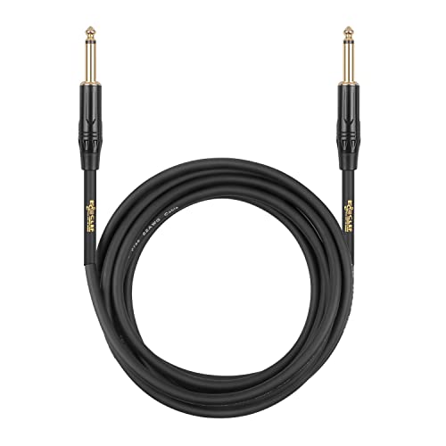 Clef Audio Labs Guitar Cable 10 ft, 22AWG, Tangle-Free PVC Jacket, Black Zinc Alloy Shell, Electric bass Guitar AMP Cord, 1/4 Inch 6.35mm TS Straight Male to Male Instrument Cable