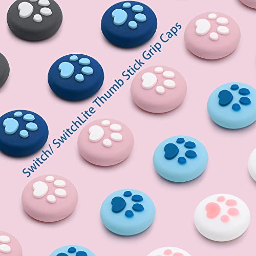 Cute Silicone Joycon Thumb Grip Caps for Nintendo Switch/OLED/Lite Console, Cute Cat Paw Shape Kawaii Silicone Joystick Cover Replacement Thumb Grip Covers for Joycon Switch Controller - Pink, 4PCS