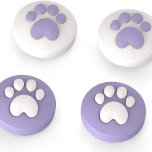 Thumb Grip Joystick Caps for Nintendo Switch/OLED/Lite Console, Cute Cat Paw Shape Kawaii Silicone Joystick Cover Replacement Thumb Grip Covers for Joycon Switch Controller - Purple, 4PCS