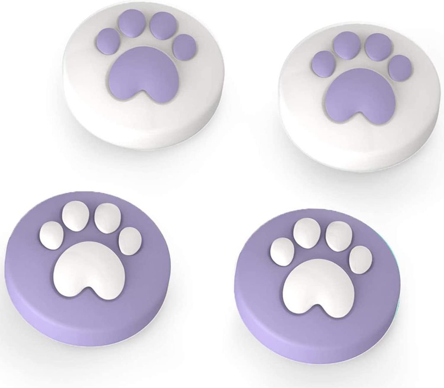 Thumb Grip Joystick Caps for Nintendo Switch/OLED/Lite Console, Cute Cat Paw Shape Kawaii Silicone Joystick Cover Replacement Thumb Grip Covers for Joycon Switch Controller - Purple, 4PCS