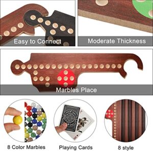 Wooden Board Games Set with 8 Wood Boards 40 Colorful Marbles Pegs 3 Boxes Playing Card 8 Game Instructions Game Wooden Board for Adults Kids Family, 4-8 Players (Retro Colors)