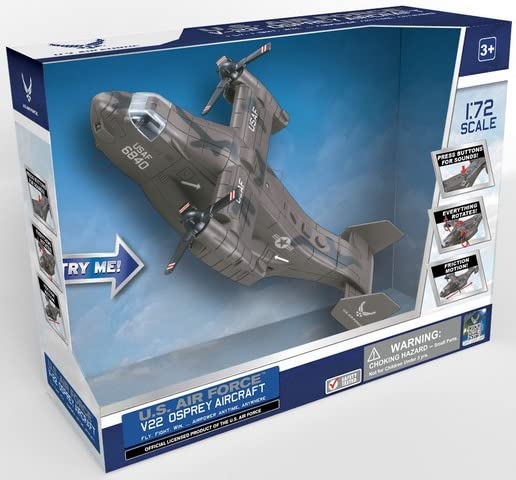 Lollipop United States Air Force Military Helicopter, V-22 Osprey Airplane, 1:72 Scale Aircraft Carrier Model, Battle/Rescue Helicopter Toy w/Sounds, 3+