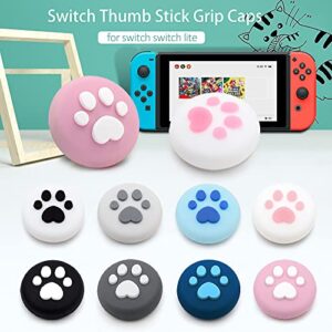 Cute Silicone Joycon Thumb Grip Caps for Nintendo Switch/OLED/Lite Console, Cute Cat Paw Shape Kawaii Silicone Joystick Cover Replacement Thumb Grip Covers for Joycon Switch Controller - Pink, 4PCS