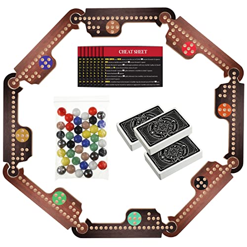 Wooden Board Games Set with 8 Wood Boards 40 Colorful Marbles Pegs 3 Boxes Playing Card 8 Game Instructions Game Wooden Board for Adults Kids Family, 4-8 Players (Retro Colors)