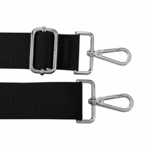 ZANQANO Purse Straps Replacement Crossbody Bag Solid Thick Grosgrain Ribbon (Black,Silver Hardware)