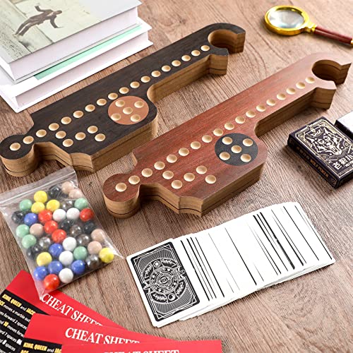 Wooden Board Games Set with 8 Wood Boards 40 Colorful Marbles Pegs 3 Boxes Playing Card 8 Game Instructions Game Wooden Board for Adults Kids Family, 4-8 Players (Retro Colors)