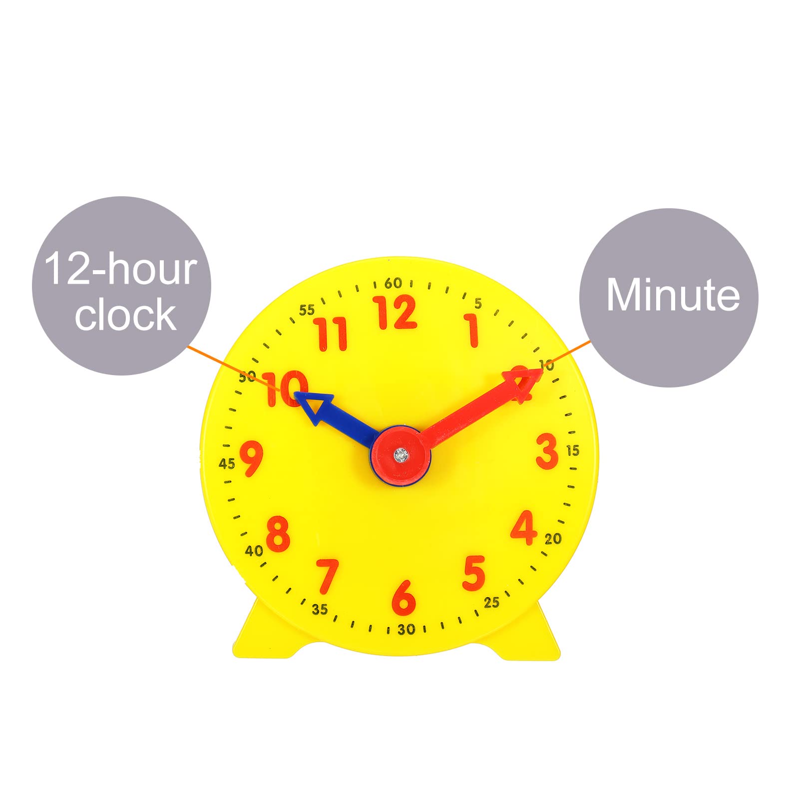 PATIKIL 4 inch Teaching Clock, 2 Pack Learn Clock Learning Tell Time Analog Clock Demonstration Clock 12 Hour 2 Pointers for Classroom Teacher, Yellow