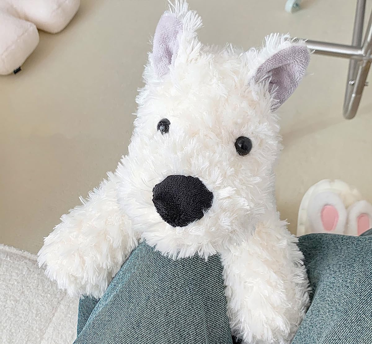 Awcvire West Highland White Terrier Westie Stuffed Plush Dog, Bedtime Buddy Plush Toy, Soft Stuffed Animal Plushies. (White, M)